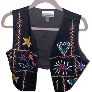 Vintage 80’s southwestern design Yellowstone bright vivid embroidered Sz M vest